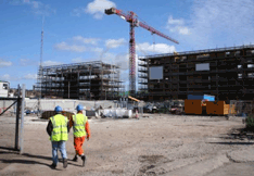 Steel frame building under construction